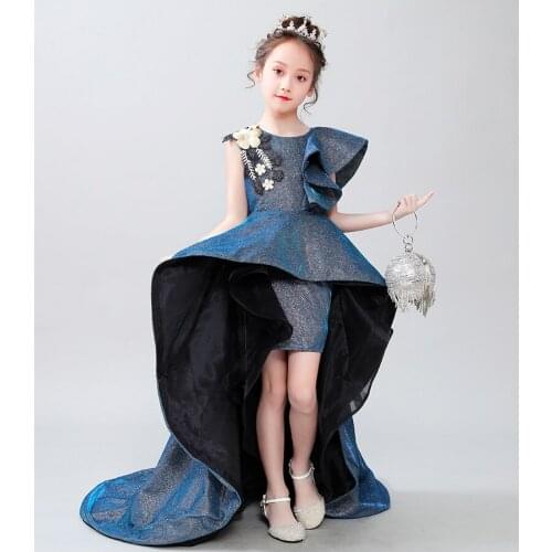 Caustom made gown dress train children girls party dress