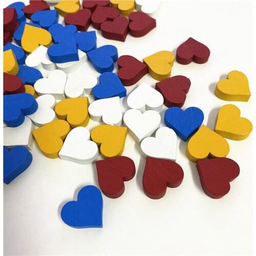 40Pcs 15mm*5mm Heart Shape Pawn Wood Chessman Game Pieces For Token Board Game Accessories