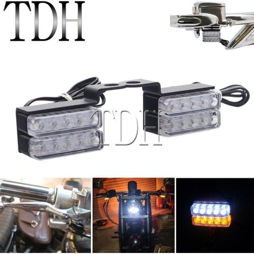 Dual LED Mini Motorcycle Turn Signal Light Amber White Blue Daytime Running Light Indicators Flashing Blinker For Cruiser Bike