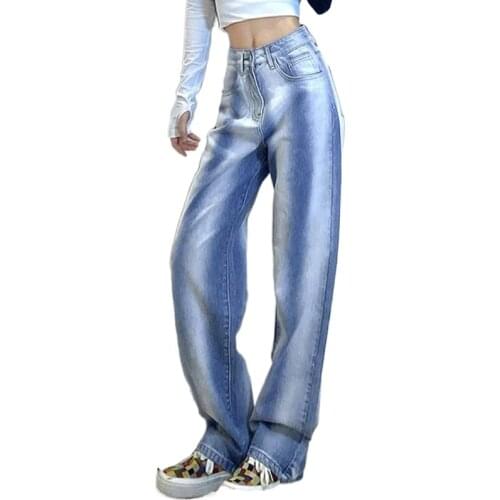 Gradient Color Boyfriend Jeans Women Spring 2021 Casual Loose High Waist Straight Jeans