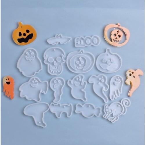 Halloween Pumpkin Skull Ghost Pendant Silicone Mold DIY Crystal Epoxy Resin Mold Room Party Decoration Handmade Crafts
