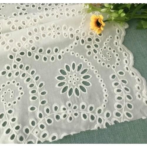 Cotton Cloth Bilateral Symmetry Lace Fabrics Embroidered Womens Clothes Dress Home Tablecloth Accessories 135CM White CR2518