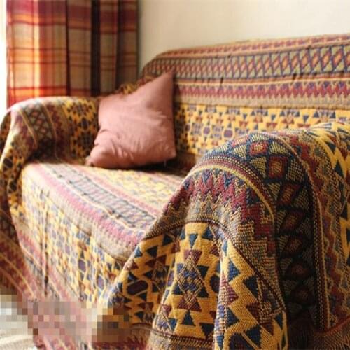 Cotton thread American style boho plaid плед throw single/double size thicken red sofa blanket bedspread одеяло free shipping