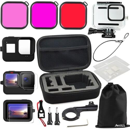 Husiway Accessories for GoPro Hero 9 Black Waterproof Housing Case Lens Screen Protector Film Silicone for Hero9 Gopro9 18F