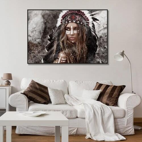Indian Woman Poster Girl Wall Art Canvas Painting Posters And Prints Wall Pictures For Living Room Home Decor
