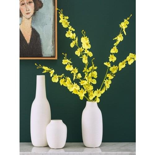 Ceramic Vase Modern Minimalist Pure White Thread Nordic Ins Living Room Decoration Decoration Home Dried Flower Flower Arranger