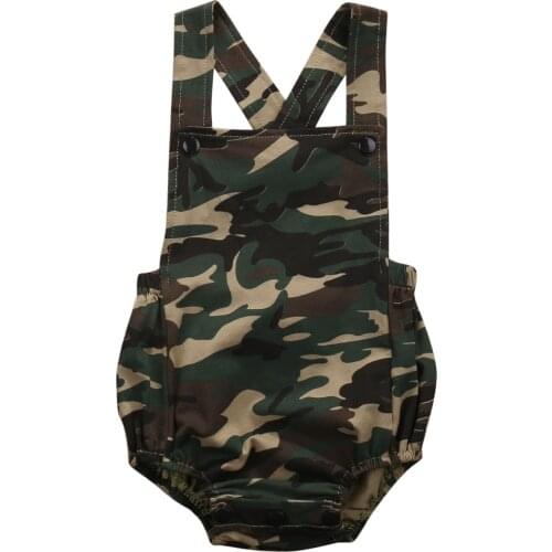 Hot Camouflage Baby Girl Boy Bodysuit Summer Kids Suspender Sleevelesss Sunsuit One-Piece Outfit Baby Clothes 0-18M
