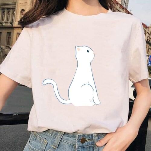 Summer Clothes for Women Harajuku Kawaii Funny Cat Short Sleeve T-Shirts Men Hip Hop T Shirts Streetwear Graphic Tees Womens