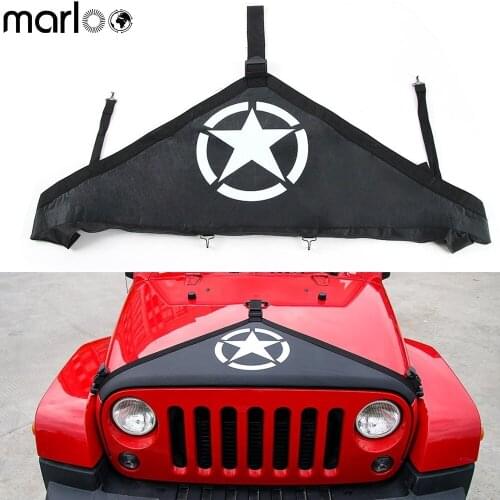 Marloo Front Hood Cover T Style Bra Protector Cover For 2007-2017 Jeep Wrangler JK JKU ( Five Stars )