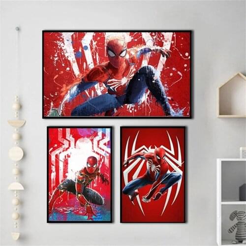 Marvel Spiderman Canvas Painting Spider logo Posters Prints Comic on Wall Red Classic Art for Living Room Home Cuadros Decor