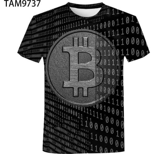 Youth Summer New Fashion Creative T-Shirt Bitcoin 3D Boys Girls Harajuku Street Style Childrens Oversized Top Wholesale