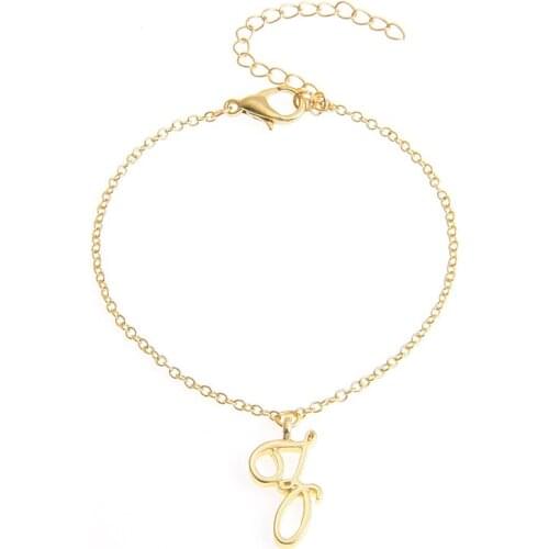 Monogram Cursive Initial Z Name Bracelet Swirl English Alphabet Letter Initials Text Character Chain Bracelets Gift for Friends