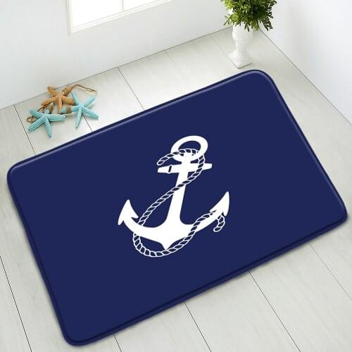 Cartoon Non-Slip Bathroom Mat Nautical Anchor Lightship Dolphin Bedroom Kitchen Doormat Indoor Floor Mats Absorbent Home Carpet