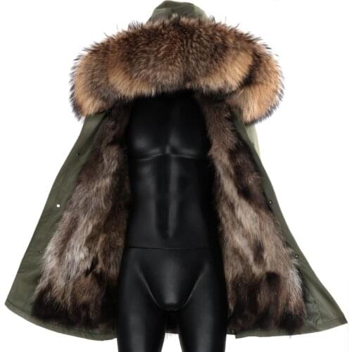 Men Winter Jacket Real Fox Fur Coat Men Parkas Raccoon Fur Collar and Fox Fur Collar Raccoon Fur Lined Waterproof Long Jacket