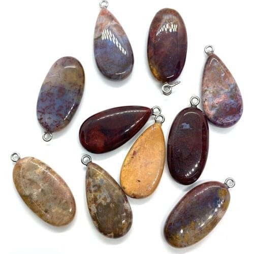 Natural Stone Wholesale Spot Pendant Drop-shaped Egg-shaped Necklace Pendant DIY Handmade Fashion Exquisite Jewelry Accessories