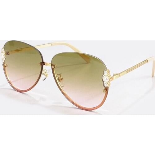 New Fashion Women Men Sunglasses Pilot Half-Rim Style Alloy Frame Gradient Lens Eyewear Oculos De Sol Feminino