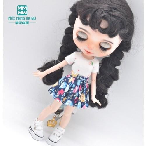 1pcs Blyth Doll Clothes Pink T-shirt, printed skirt, sneakers for Blyth Azone OB23 OB24 1/6 doll accessories