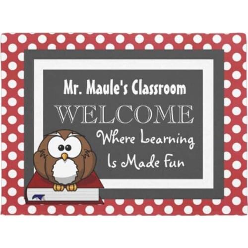 Personalized Teachers Fun Polka Dots Welcome Doormat Home Decoration Entry Non-slip Door Mat Rubber Washable Floor Home