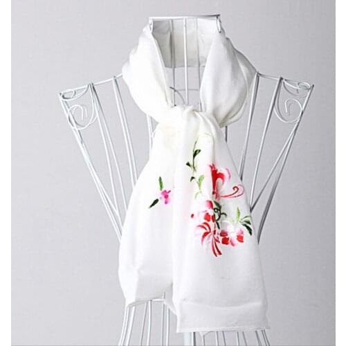 Chinese Hand Embroidery Hunan Embroidery Scarf Silk Silk Scarf Womens Silk Scarf Fashion New Year Gift embroidery supplies