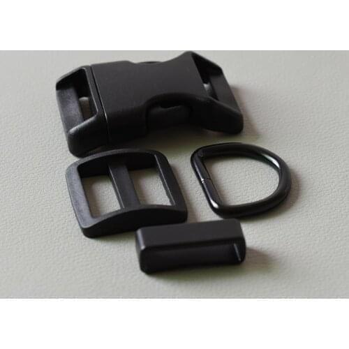 50 sets plastic release buckles metal Dring 20mm clip clasp knapsack straps rectangle buckle sliders Diy Dog collar accessories