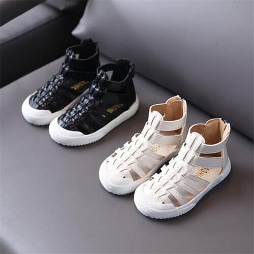 Girls Genuine Leather High-help Hollow Sandals 2021 New Summer Children Casual Breathable Non-slip Soft Sole Sandals Size 21-30