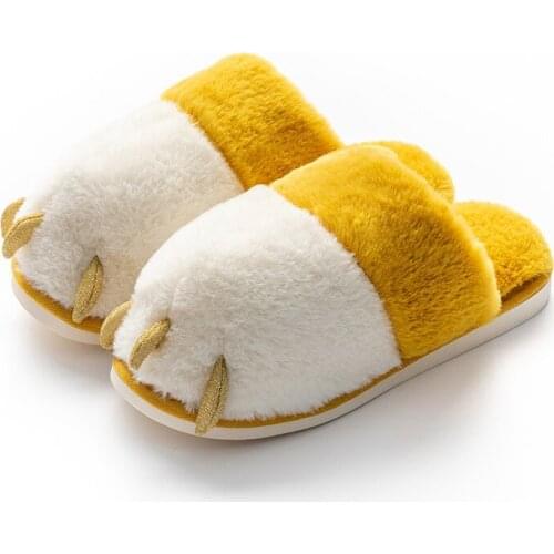 Men Women Slippers Winter Warm Paw Cartoon Cute Flip Flop Shoes Couple Home Fashion Non-slip Flat Indoor Casual House Slides