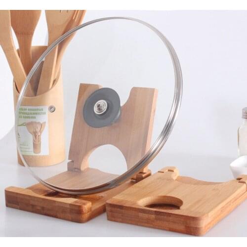 Foldable Pot Cover Rack Bamboo Storage Shelf Kitchen Organizer Home Accessories Multi-Purpose Standable Drain Racks