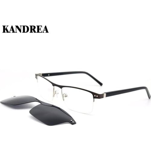 KANDREA 2021 Fashion Rectangular Magnetic Clip Sunglasses Men UV400 Lens Dual Purpose Sun Glasses Classic Male Driving Eyewear
