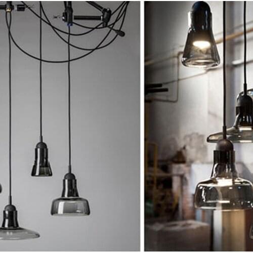 Modern kitchen lamps Glass lampshade Lens Bowl pendant lamps led lights Decorative Lamp Smoke Grey shadows