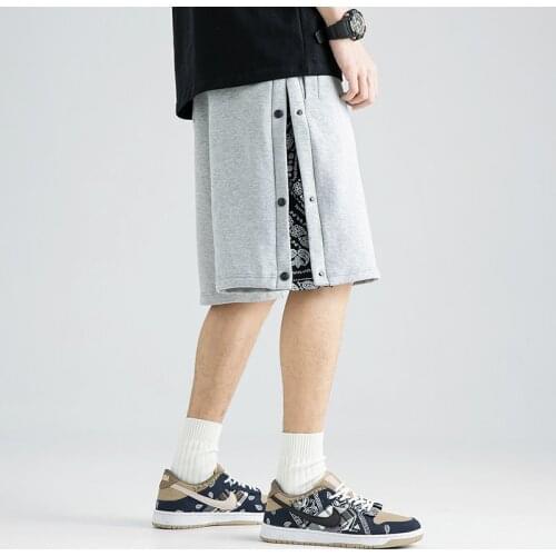 Summer Mens Casual Sweatpants Solid Fashion Shorts Hip-hop Oversize High Quality Large Size Beach Pants Decorative Buttons