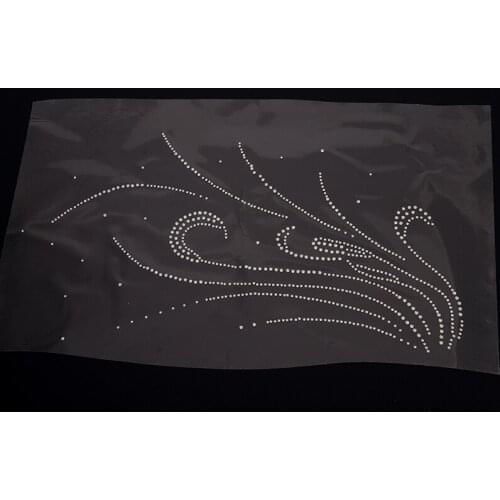 Hot Fix Rhinestones Crystal Pearl Sequined Heat Feather Motif Transfer Design Iron On Transfer Paper Patch Clothes Decoration