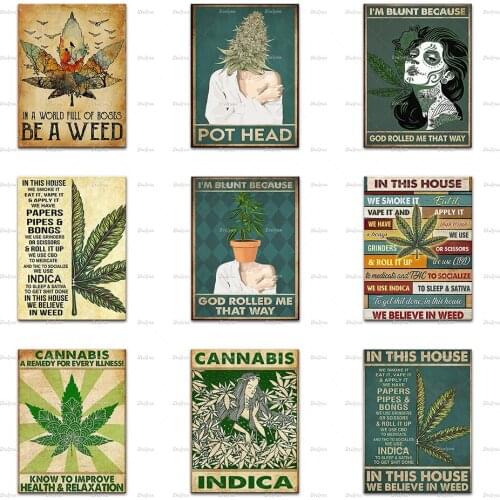 In This House We Smoke It Eat It Vape It And Apply It Vintage Poster,Love Weed Art Pot Head Home Decor Canvas Wall Art Prints