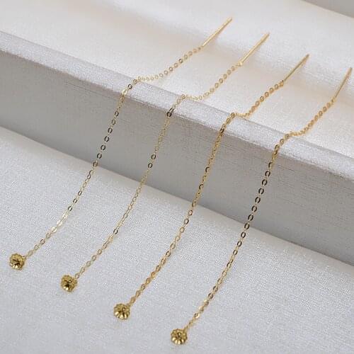 Hot Gorgeous 18K Yellow Gold Dangle Earrings Mountings Settings AU750 Jewelry Findings for Pearls Beads Stones Agate Coral Jade