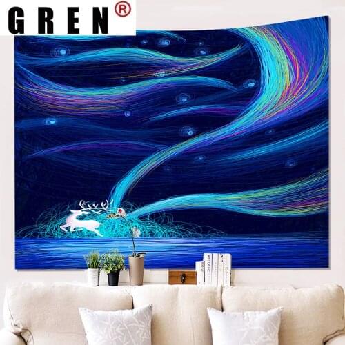 GREN Tapestry Dream Deer Wall Rugs Wall Hanging Fabric Mural Background Cloth Towel Beach Fabric Blanket Dorm Living Home Decor