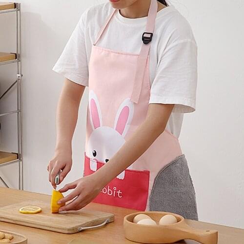 Waterproof Apons Cartoon Animal Print Waterproof Apron Kitchen Cooking Washing Dishes Anti-oil Big Apron With Pocket Home Tools