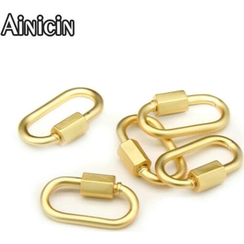 High Quality Oval Shape Openable Clasp Matt Gold Plating Climbing Button Carabiner Shape Findings For Earring Necklace Making