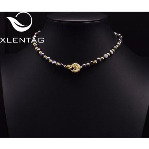 Xlentag Natuarl Freshwater Colorful Pearls Necklaces Accesories For Women Jewelry Luxurious Retro Handmade Jewelry Gifts GN0246