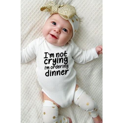 I'm Not Crying Newborn Baby Long Sleeve Bodysuit Funny Infant Jumpsuit Toddler Boys Girls Letter Cute Print Bodysuits