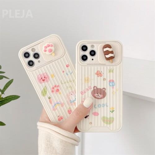 Cute Cat Paw Ice Cream Camera Protective Case For iPhone 12 11 Pro Max X XR XS Max 7 8 plus SE 2020 12 mini Silicone Soft Cover