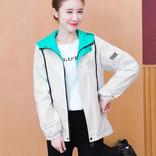 New 2021 Autumn Korean Fashion Windbreaker Jacket Women Long Sleeve Hooded Coat Female Jackets High Quality Outerwear Clothes