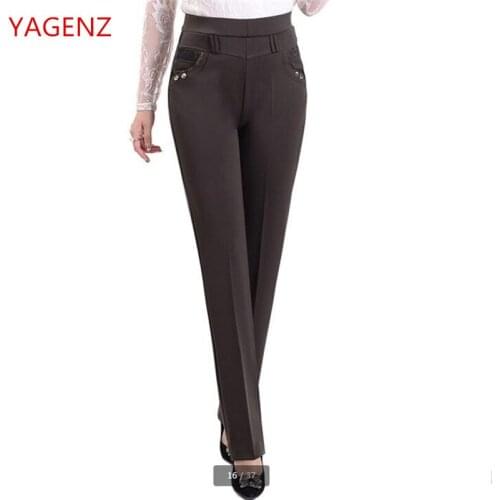 High quality Womens pants plus size 2018 High waist trouser Stretch Ankle length pants for women wide leg pants casual K3607