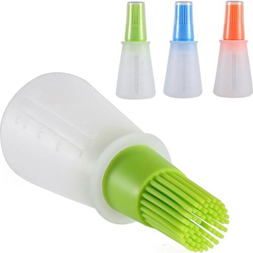 1pcs Portable Silicone Bottle With Brush Grill Oil Brushes Liquid Oil Pastry Baking BBQ Tool Tools For Kitchen Gadgets Dropship