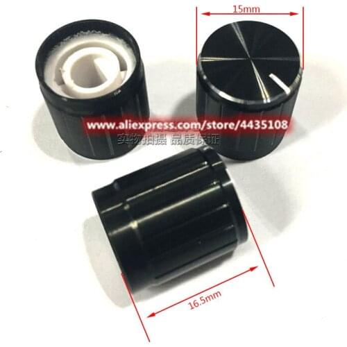100pcs Potentiometer Cap 15*16.5mm Black Bright Edge Half Shaft Hole D-Shaped Aluminum Alloy Knob