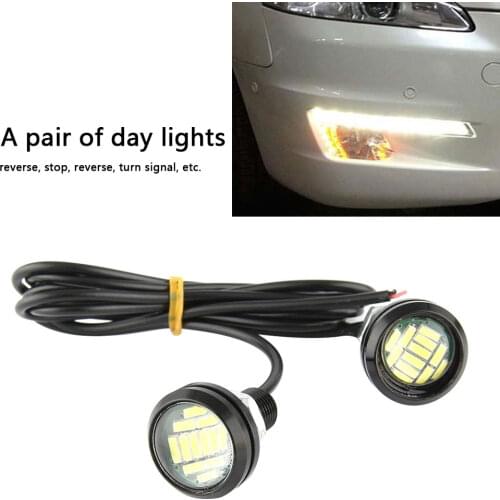 2pcs Car White Eagle Eye LED DRL Reverse Backup Turn Signal Daytime Running Light for Car Motorcycle External Accessories