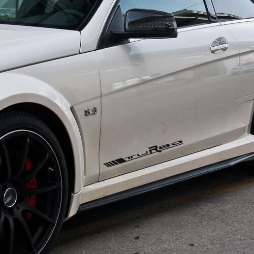 2 pcs Car Styling Racing Door Side Decal TURBO Emblem Logo Car Sticker For Mercedes Benz W212 W211 W204 W205 C63 AMG Accessories