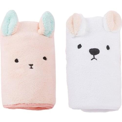 2pcs Cute Bunny Baby Washcloths Super Soft Face Towels Absorbent Water Quick Drying Bath Towel for Infant Boys Girls 85DA