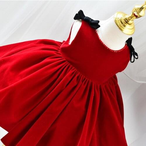 2021 Summer Wine Red Flower Girls Dresses For Wedding Backless Beads Girl Birthday Party Evening Dress Princess Ball Gown