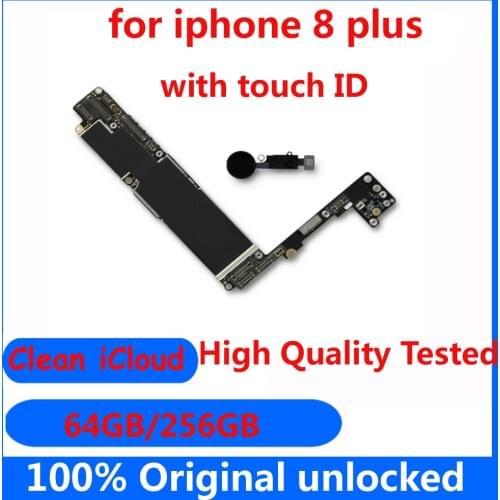 64GB 256GB 100% Original IOS system Logic board for iphone 8plus 8 Plus with / NO touch ID Unlocked Mainboard+Chips Motherboard