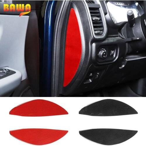 BAWA Carbon Fiber Car Inner Door Cushion Panel Decoration Trim Protective Stickers For Dodge RAM 2018 -2021 Interior Accessories