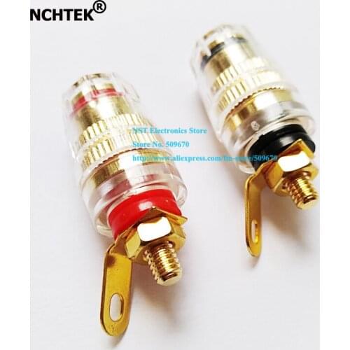 NCHTEK Golden Plated Speaker Cable Terminals Copper Binding Post Female Plug 32mm/Free Shipping/10pcs(5PAIRS)